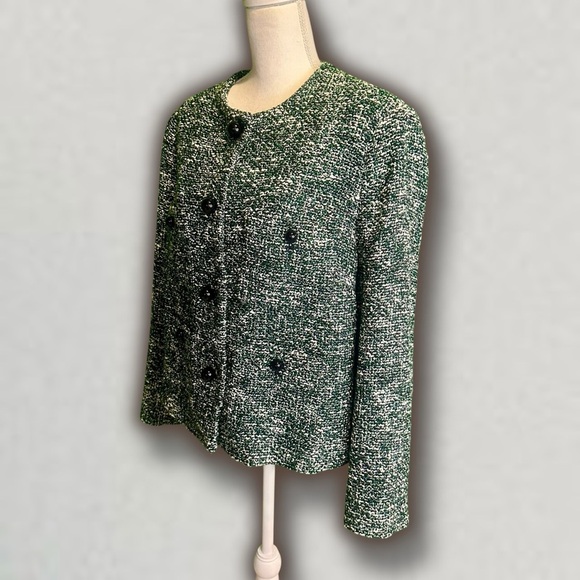 NWOT Mango Tweed Jacket with Buttons in Green & Black Women’s Plus Size 2XL - Picture 8 of 16